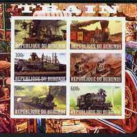 Burundi 2009 Steam Locos #3 imperf sheetlet containing 6 values unmounted mint