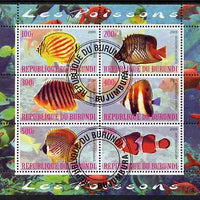 Burundi 2009 Tropical Fish #1 perf sheetlet containing 6 values fine cto used