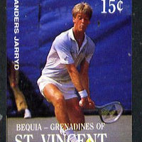 St Vincent - Bequia 1988 International Tennis Players 15c (Anders Jarryd) imperf progressive proof in 4 colours only (orange omitted leaving Country, name and value in white) unmounted mint*