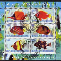 Burundi 2009 Tropical Fish #2 perf sheetlet containing 6 values fine cto used