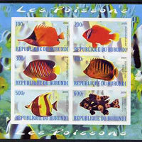 Burundi 2009 Tropical Fish #2 imperf sheetlet containing 6 values unmounted mint