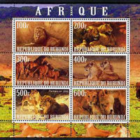 Burundi 2009 African Animals #1 perf sheetlet containing 6 values unmounted mint