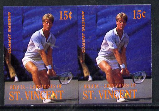 St Vincent - Bequia 1988 International Tennis Players 15c (Anders Jarryd) imperf horiz pair unmounted mint*