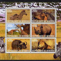 Burundi 2009 African Animals #3 perf sheetlet containing 6 values unmounted mint