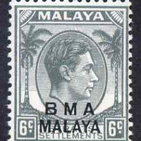 Malaya - BMA 1945-48 KG6 6c grey ordinary paper unmounted mint, SG 6a