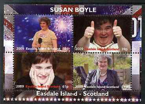 Easdale 2009 Susan Boyle perf sheetlet containing 4 values unmounted mint