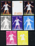 St Vincent - Bequia 1988 International Tennis Players 45c (Anne Hobbs) set of 8 imperf progressive proofs comprising the 5 individual colours plus 2, 4 and all 5 colour composites unmounted mint*