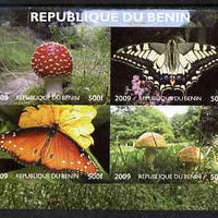 Benin 2009 Mushrooms and Butterflies #1 imperf sheetlet containing 4 values unmounted mint. Note this item is privately produced and is offered purely on its thematic appeal