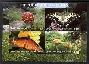 Benin 2009 Mushrooms and Butterflies #1 imperf sheetlet containing 4 values unmounted mint. Note this item is privately produced and is offered purely on its thematic appeal