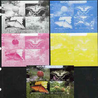 Benin 2009 Mushrooms and Butterflies #1 sheetlet containing 4 values - the set of 5 imperf progressive proofs comprising the 4 individual colours plus all 4-colour composite, unmounted mint