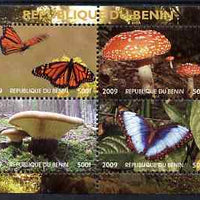 Benin 2009 Mushrooms and Butterflies #2 perf sheetlet containing 4 values unmounted mint. Note this item is privately produced and is offered purely on its thematic appeal
