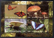 Benin 2009 Mushrooms and Butterflies #2 perf sheetlet containing 4 values unmounted mint. Note this item is privately produced and is offered purely on its thematic appeal