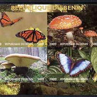 Benin 2009 Mushrooms and Butterflies #2 imperf sheetlet containing 4 values unmounted mint. Note this item is privately produced and is offered purely on its thematic appeal