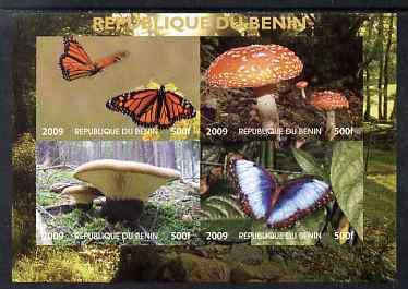 Benin 2009 Mushrooms and Butterflies #2 imperf sheetlet containing 4 values unmounted mint. Note this item is privately produced and is offered purely on its thematic appeal