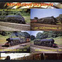 Benin 2009 Steam Locomotives imperf sheetlet containing 4 values unmounted mint. Note this item is privately produced and is offered purely on its thematic appeal