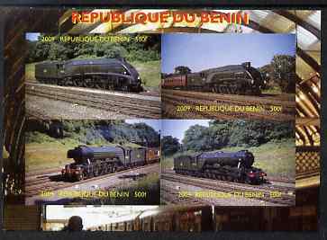 Benin 2009 Steam Locomotives imperf sheetlet containing 4 values unmounted mint. Note this item is privately produced and is offered purely on its thematic appeal