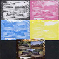 Benin 2009 Steam Locomotives sheetlet containing 4 values - the set of 5 imperf progressive proofs comprising the 4 individual colours plus all 4-colour composite, unmounted mint