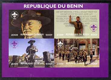 Benin 2009 Baden Powell & Scouts imperf sheetlet containing 4 values unmounted mint. Note this item is privately produced and is offered purely on its thematic appeal