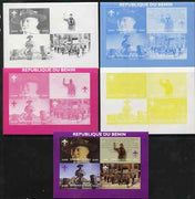 Benin 2009 Baden Powell & Scouts sheetlet containing 4 values - the set of 5 imperf progressive proofs comprising the 4 individual colours plus all 4-colour composite, unmounted mint