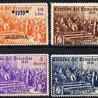 Ecuador 1939 the unissued Columbus 4 values overprinted MUESTRA (Specimen) with gum