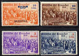 Ecuador 1939 the unissued Columbus 4 values overprinted MUESTRA (Specimen) with gum