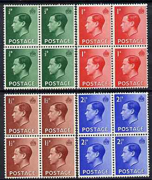 Great Britain 1936 KE8 set of 4 in blocks of 4 unmounted mint SG 457-60