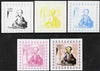 Guinea - Bissau 2006 Mozart #1 individual deluxe sheet - the set of 5 imperf progressive proofs comprising the 4 individual colours plus all 4-colour composite, unmounted mint