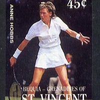 St Vincent - Bequia 1988 International Tennis Players 45c (Anne Hobbs) imperf progressive proof in 4 colours only (orange omitted leaving Country, name and value in white) unmounted mint*