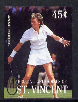 St Vincent - Bequia 1988 International Tennis Players 45c (Anne Hobbs) imperf progressive proof in 4 colours only (orange omitted leaving Country, name and value in white) unmounted mint*
