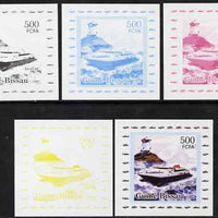 Guinea - Bissau 2006 Ships & Lighthouses #5 - Sea Cat individual deluxe sheet - the set of 5 imperf progressive proofs comprising the 4 individual colours plus all 4-colour composite, unmounted mint