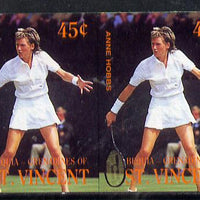St Vincent - Bequia 1988 International Tennis Players 45c (Anne Hobbs) imperf horiz pair unmounted mint*