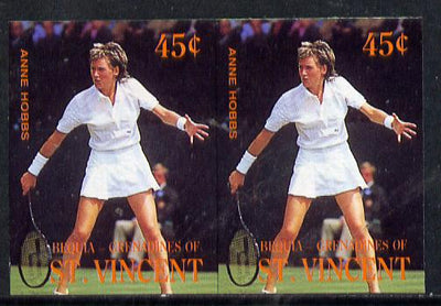 St Vincent - Bequia 1988 International Tennis Players 45c (Anne Hobbs) imperf horiz pair unmounted mint*