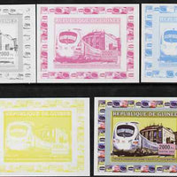 Guinea - Conakry 2006 High Speed Trains #1 - German Ice Train individual deluxe sheet - the set of 5 imperf progressive proofs comprising the 4 individual colours plus all 4-colour composite, unmounted mint