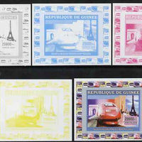 Guinea - Conakry 2006 High Speed Trains #2 - TGV individual deluxe sheet - the set of 5 imperf progressive proofs comprising the 4 individual colours plus all 4-colour composite, unmounted mint