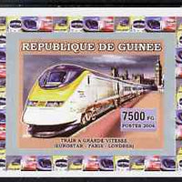 Guinea - Conakry 2006 High Speed Trains #3 - Eurostar Paris - London individual imperf deluxe sheet unmounted mint. Note this item is privately produced and is offered purely on its thematic appeal