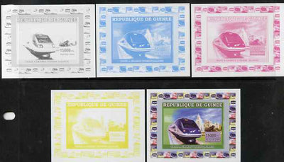 Guinea - Conakry 2006 High Speed Trains #4 - Alaris individual deluxe sheet - the set of 5 imperf progressive proofs comprising the 4 individual colours plus all 4-colour composite, unmounted mint