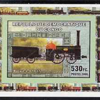 Congo 2006 Transport - British Steam Locos #1 - Bury 2-2-0 individual imperf deluxe sheet unmounted mint. Note this item is privately produced and is offered purely on its thematic appeal