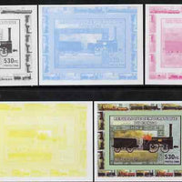 Congo 2006 Transport - British Steam Locos #1 - Bury 2-2-0 individual deluxe sheet - the set of 5 imperf progressive proofs comprising the 4 individual colours plus all 4-colour composite, unmounted mint