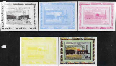 Congo 2006 Transport - British Steam Locos #1 - Bury 2-2-0 individual deluxe sheet - the set of 5 imperf progressive proofs comprising the 4 individual colours plus all 4-colour composite, unmounted mint