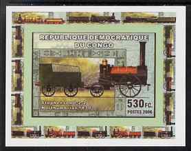 Congo 2006 Transport - British Steam Locos #2 - Stephenson 0-2-2 individual imperf deluxe sheet unmounted mint. Note this item is privately produced and is offered purely on its thematic appeal