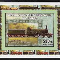 Congo 2006 Transport - British Steam Locos #3 - Stirling 8ft Single 4-2-2 individual imperf deluxe sheet unmounted mint. Note this item is privately produced and is offered purely on its thematic appeal