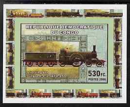 Congo 2006 Transport - British Steam Locos #3 - Stirling 8ft Single 4-2-2 individual imperf deluxe sheet unmounted mint. Note this item is privately produced and is offered purely on its thematic appeal