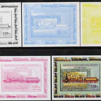 Congo 2006 Transport - British Steam Locos #4 - Highland Duke 4-4-0 individual deluxe sheet - the set of 5 imperf progressive proofs comprising the 4 individual colours plus all 4-colour composite, unmounted mint