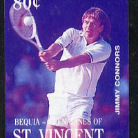 St Vincent - Bequia 1988 International Tennis Players 80c (Jimmy Connors) imperf progressive proof in blue & magenta only unmounted mint*