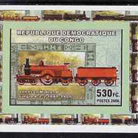Congo 2006 Transport - British Steam Locos #6 - Johnson Single 4-2-2 individual imperf deluxe sheet unmounted mint. Note this item is privately produced and is offered purely on its thematic appeal