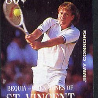 St Vincent - Bequia 1988 International Tennis Players 80c (Jimmy Connors) imperf progressive proof in 4 colours only (orange omitted leaving Country, name and value in white) unmounted mint*