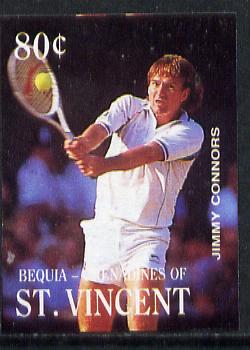 St Vincent - Bequia 1988 International Tennis Players 80c (Jimmy Connors) imperf progressive proof in 4 colours only (orange omitted leaving Country, name and value in white) unmounted mint*