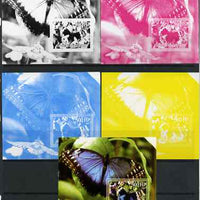 Djibouti 2006 Owl & Butterfly #1 s/sheet - the set of 5 imperf progressive proofs comprising the 4 individual colours plus all 4-colour perf composite unmounted mint