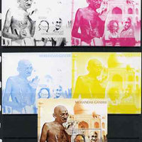 Benin 2006 Mahatma Gandhi #2 s/sheet - the set of 5 imperf progressive proofs comprising the 4 individual colours unmounted mint plus all 4-colour perf composite cto used,