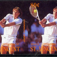 St Vincent - Bequia 1988 International Tennis Players 80c (Jimmy Connors) imperf horiz pair unmounted mint*